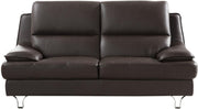 Leather Upholstered Loveseat with Spilt Back, Pillow Top Armrest and Steel Feet, Dark Brown