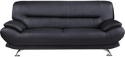 Leather Upholstered Wooden Sofa with Bustle Cushion Back and  Pillow Top Armrest, Black
