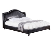 Wooden California King Size Bed with Leatherette Padded Headboard and Footboard, Black