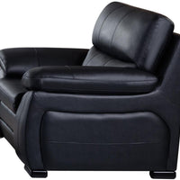Leatherette Upholstered Wooden Chair with Split Cushioned Back and Pillow Top Armrest, Black