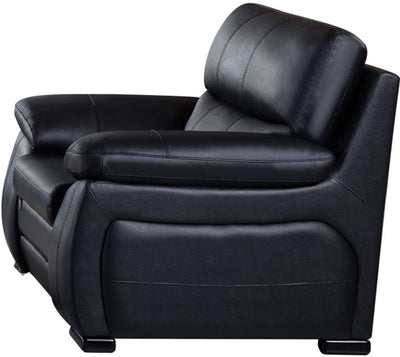 Leatherette Upholstered Wooden Chair with Split Cushioned Back and Pillow Top Armrest, Black