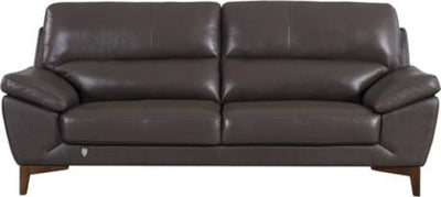 Leatherette Upholstered Sofa with Pillow Top Armrests and Wooden Legs, Brown