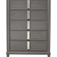 Wooden Chest With Five Drawers, Gray