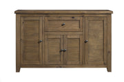 Wooden Server with Four Door Cabinets, Brown