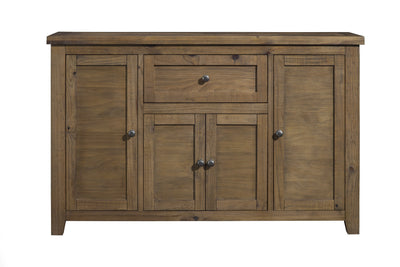 Wooden Server with Four Door Cabinets, Brown