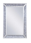 Rectangular Faux Crystal Inlaid Mirrored Wall Decor with Wooden Backing, Clear