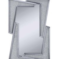 Mirrored Wooden Frame Accent Wall Decor with Four L Shaped Borders, Clear