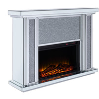 Electric Fireplace with Faux Crystal Dusted Face, Clear and Black