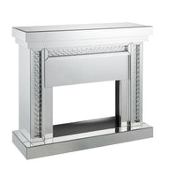 Wood and Mirror Electric Fireplace with Embedded Faux Crystals, Clear