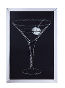 Wood and Mirror Martini Glass Wall Art, Clear and Black