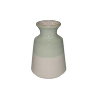 Dual Tone Decorative Ceramic Vase with Flared Neck, Green and White