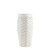 Ceramic Table Vase with Geometric Pattern, Large, White and Beige