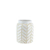 Ceramic Table Vase with Geometric Pattern, Small, White and Beige