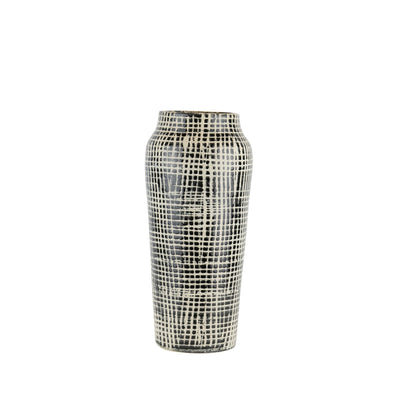 Decorative Ceramic Vase with Narrow Bottom, Small, Beige and Black