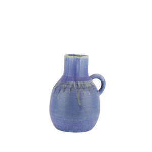 Jug Shaped Decorative Ceramic Vase with Dripping Pattern, Large, Blue