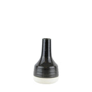 Ribbed Patterned Ceramic Vase with Elongated Neck, Small, Black and White