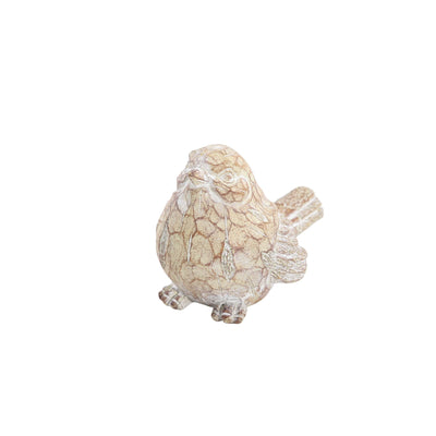 Polyresin Decorative Bird Figurine with Distressed Details, Brown