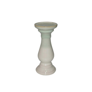 Dual Tone Ceramic Candle Holder in Traditional Style, White and Green