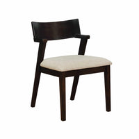 Dining Chair with Fabric Upholstered Seat and Z Inspired Back, Brown, Set of Two