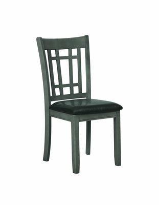 Wooden Dining Chair with Leatherette Seat, Gray and Black, Set of Two