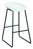 Metal Framed Bar Stools with Scooped Plastic Seat, White and Black, Set of Two