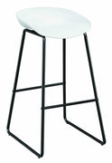 Metal Framed Bar Stools with Scooped Plastic Seat, White and Black, Set of Two