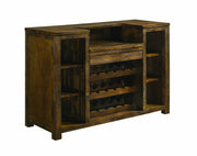 Wooden Bar Unit with One Drawer and Six Storage Compartments, Rustic Brown