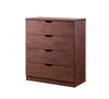 Spacious Four Drawers Wooden Utility Chest with Cutout Handles, Brown