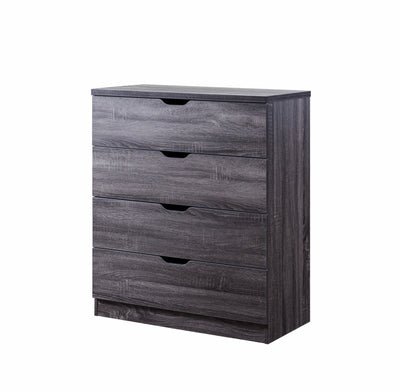 Four Drawers Wooden Utility Storage Chest with Cutout Handles, Gray