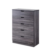 Five Drawers Wooden Utility Storage Chest with Metal Glides, Gray