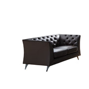 Leatherette Upholstered Loveseat, Brown and Silver