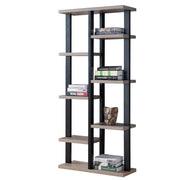 Multifunctional Wooden Bookcase Display with Eight Shelve Space, Black and Brown