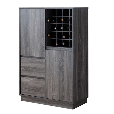Rectangular Wooden Wine Cabinet with Spacious Storage and Finger Groove Handles