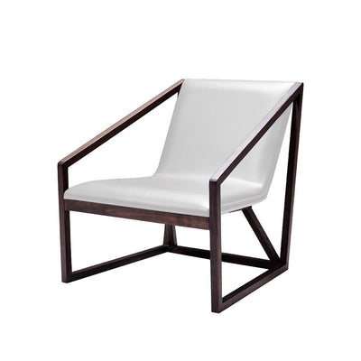 Leatherette Upholstered Wooden Lounge Chair, Brown and Gray