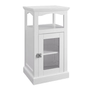 Wood and Glass Demi Cabinet with Spacious Storage, White