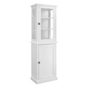 Free Standing Wood and Glass Cabinet with Spacious Storage, White