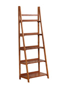 Ladder Style Wooden Bookcase with 5 Spacious Shelves, Brown