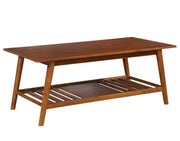 Wooden Coffee Table with Angled Legs and Open Shelf Storage, Brown