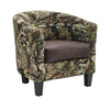 Camouflage Patterned Fabric Accent Chair with Wooden Legs, Multicolor