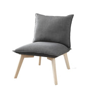 Fabric Upholstered Pillow Chair with Wooden Angled Legs,Gray and Brown