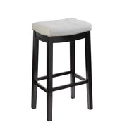 Saddle Top Wooden Bar Stool with Nailhead Accents, Black and White