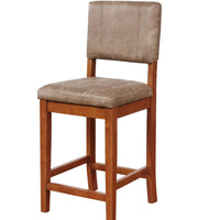 Fabric Upholstered Wooden Counter Stool with Footrest Support, Brown
