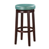 Fabric Upholstered Bar Stool with Slanted Legs, Brown and Blue