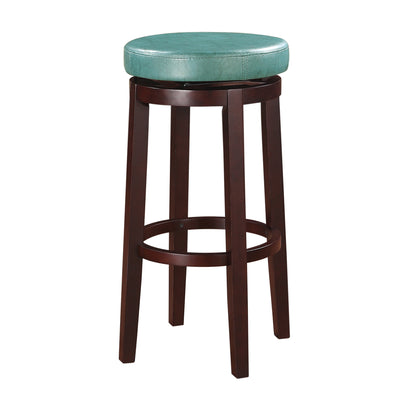 Fabric Upholstered Bar Stool with Slanted Legs, Brown and Blue
