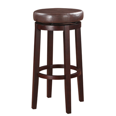 Fabric Upholstered Wooden Bar Stool with Slanted Legs, Brown