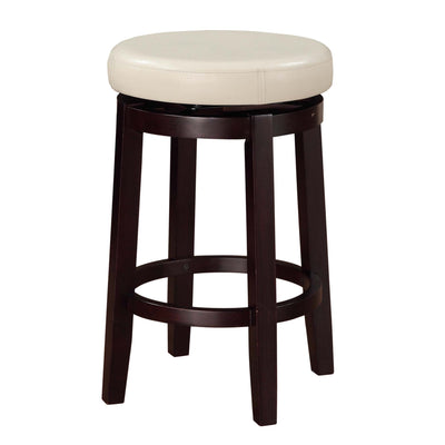 Fabric Upholstered Counter Stool with Slanted Legs, Brown and White