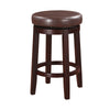 Fabric Upholstered Wooden Counter Stool with Slanted Legs, Brown