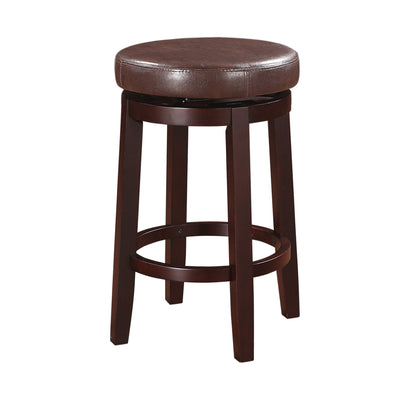 Fabric Upholstered Wooden Counter Stool with Slanted Legs, Brown