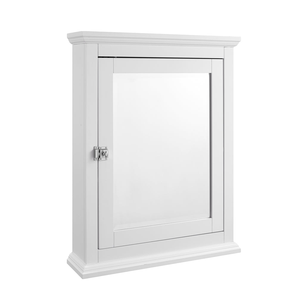 Wooden Medicine Cabinet with Mirrored Door Storage, White