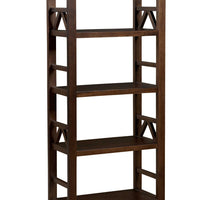 Wooden Bookcase with Four Spacious Open Storage Shelves, Brown